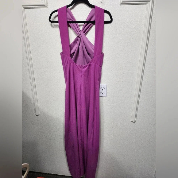 Lulu's Glorious Perfection Magenta Purple Cross-Front Column Maxi Dress L Party - Picture 10 of 11